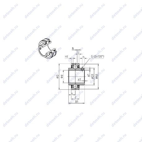 Подшипник CUC205-14 чертеж