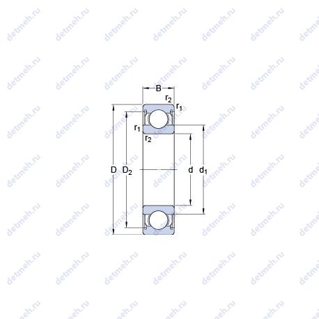 Подшипник D/W ER1212-2ZS чертеж