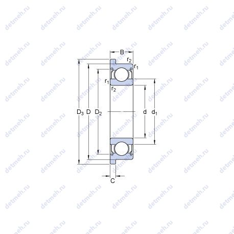 Подшипник D/W RW133 R-2ZS чертеж