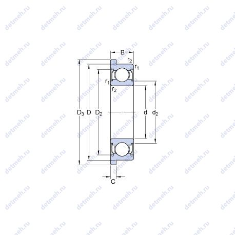 Подшипник D/W RW1810 R-2ZS чертеж