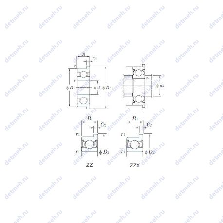 Подшипник F607ZZ чертеж