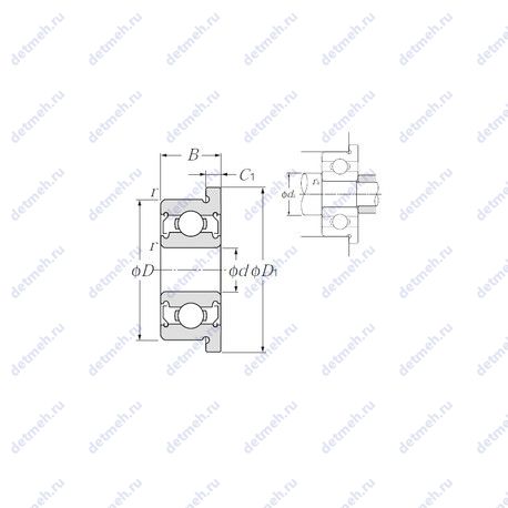 Подшипник FLR166ZZ чертеж