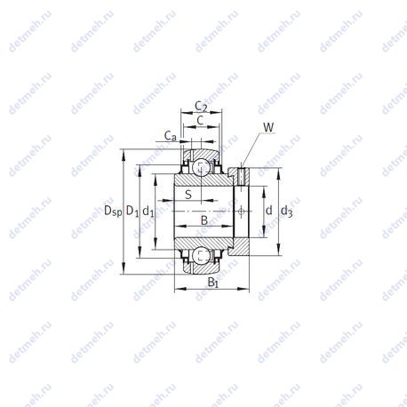 Подшипник GE65-214-KRR-B-FA164 чертеж