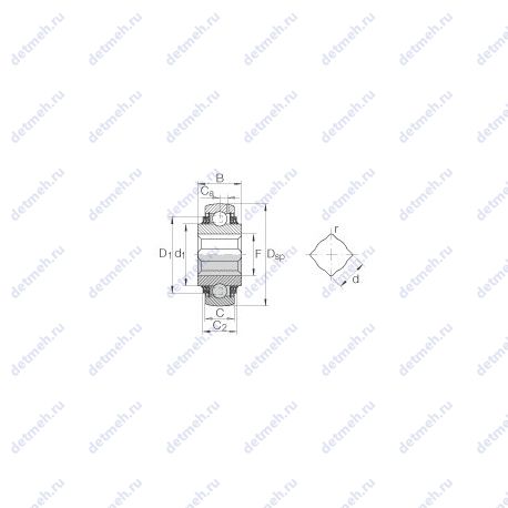 Подшипник GVK100-208-KTT-B-AS2/V чертеж