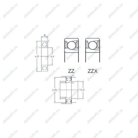 Подшипник M6205ZZ чертеж