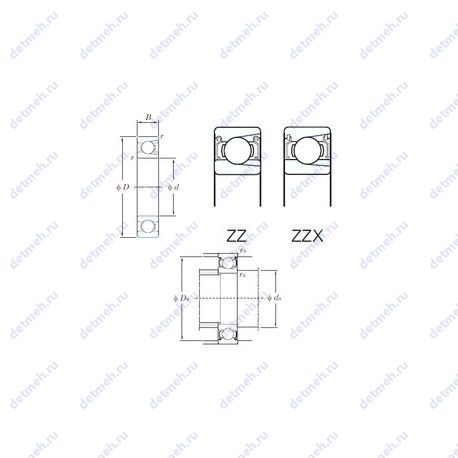Подшипник M6209ZZ чертеж