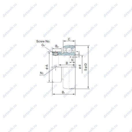 Подшипник MU001+ER чертеж