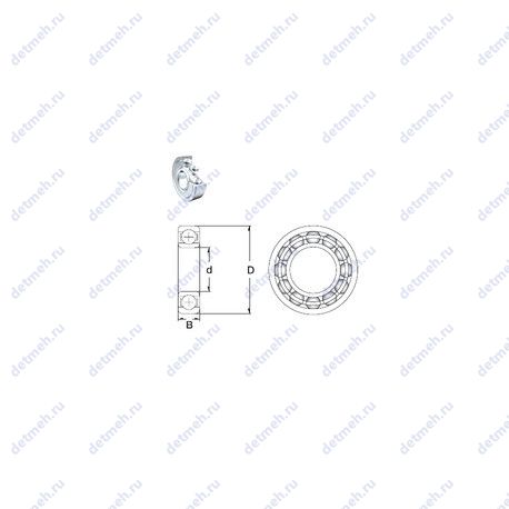 Подшипник S1616-2Z чертеж