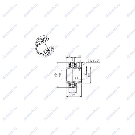 Подшипник UC203 чертеж