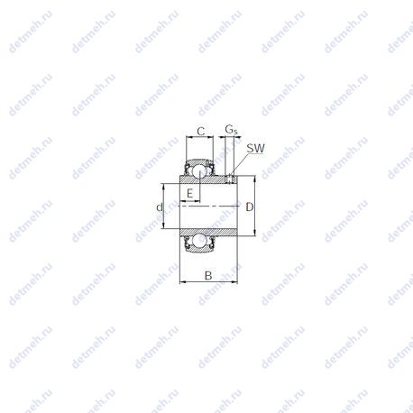 Подшипник UC204 чертеж