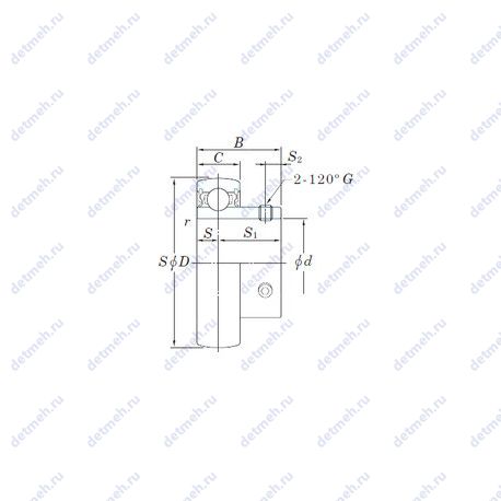 Подшипник UC205-15L2 чертеж