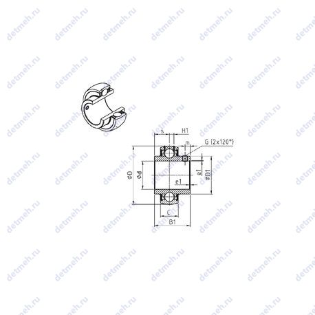Подшипник UC314-44 чертеж