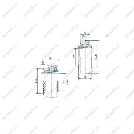 Подшипник UKX05+H2305 чертеж