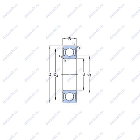 Подшипник W 6001-2RZ чертеж