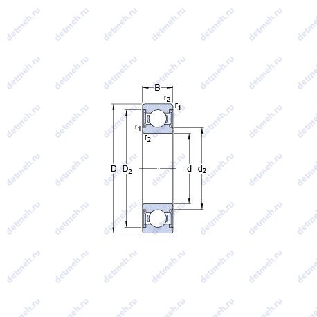 Подшипник W 6002-2RS1 чертеж