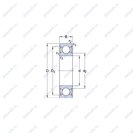 Подшипник W 602 X-2ZS чертеж