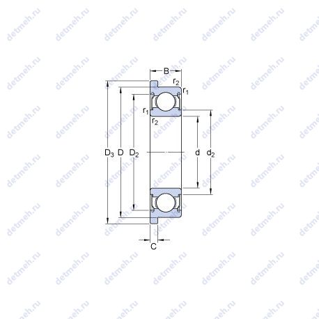 Подшипник W 602 XR-2ZS чертеж