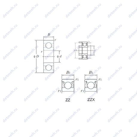 Подшипник W602ZZX чертеж