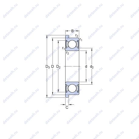 Подшипник W 605 R-2RS1 чертеж