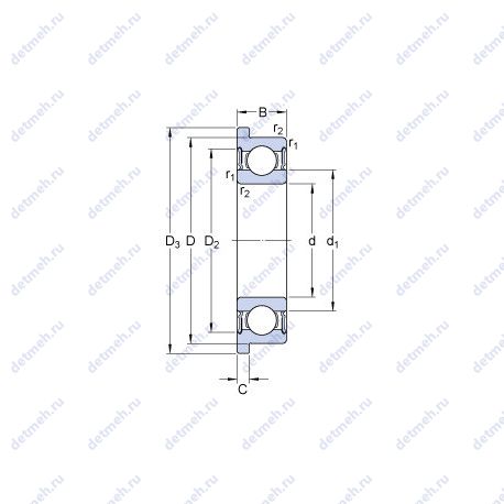 Подшипник W 61701 R-2RS1 чертеж