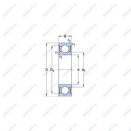 Подшипник W 61804-2RZ чертеж