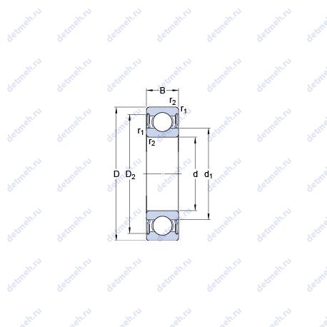 Подшипник W 61805-2RS1 чертеж