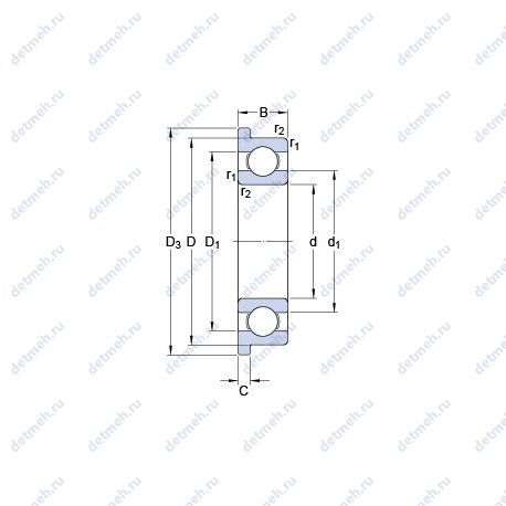 Подшипник W 61809 R чертеж