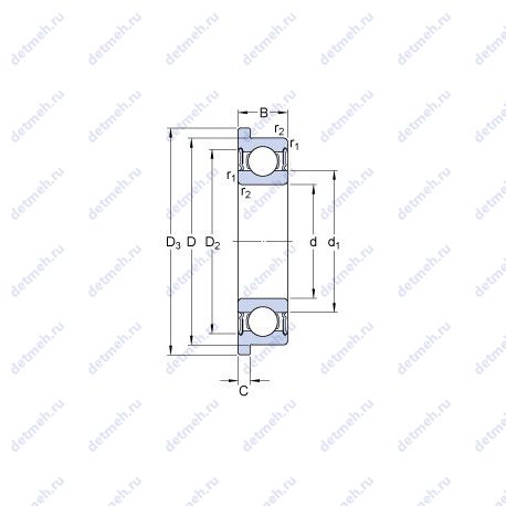 Подшипник W 61902 R-2RS1 чертеж