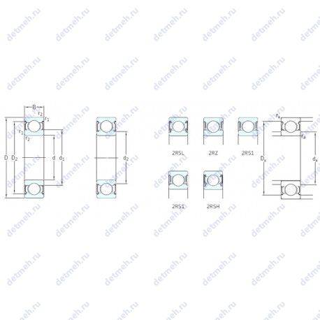 Подшипник W619/6X-2RS1 чертеж