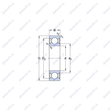 Подшипник W 6208-2Z чертеж