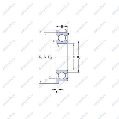 Подшипник W 623 R чертеж