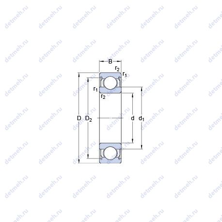 Подшипник W 627/7-2ZS чертеж