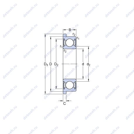 Подшипник W 635 R-2RS1 чертеж