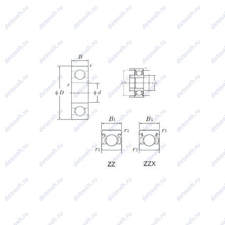 Подшипник WML2508ZZX чертеж
