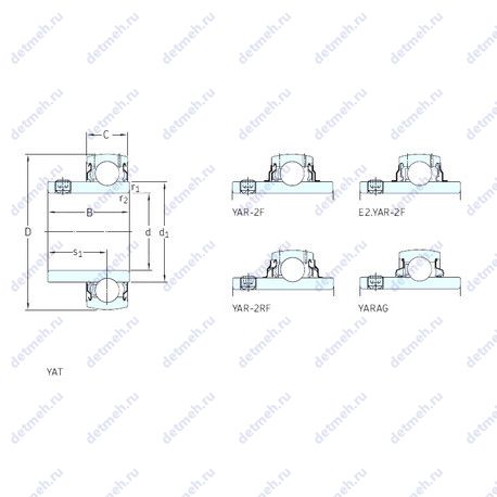 Подшипник YAR204-2RF/HV чертеж