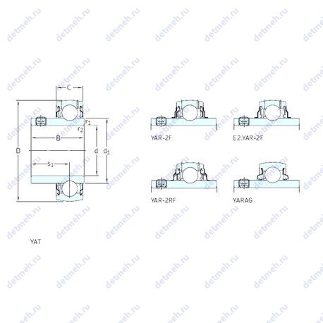 Подшипник YAR206-103-2RF/VE495 чертеж