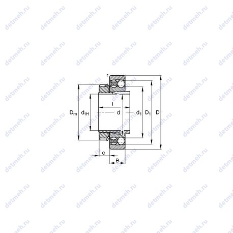 Подшипник 1206-K-TVH-C3 + H206 чертеж