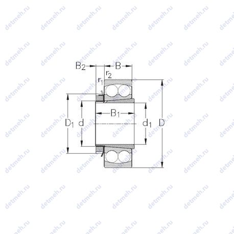 Подшипник 1207-K+H207 чертеж