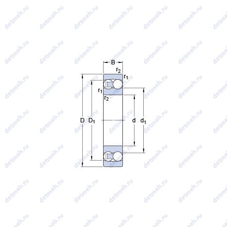Подшипник 2200 ETN9 чертеж