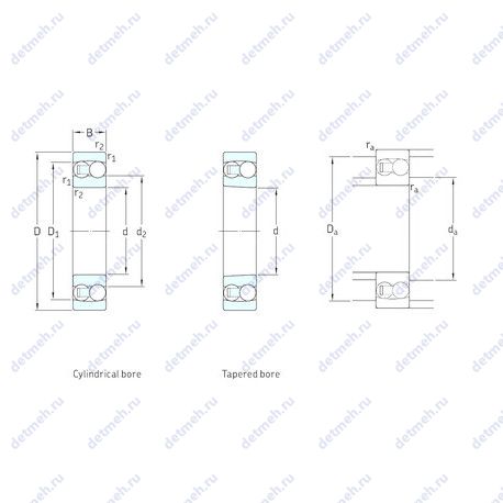 Подшипник 2204 ETN9 чертеж