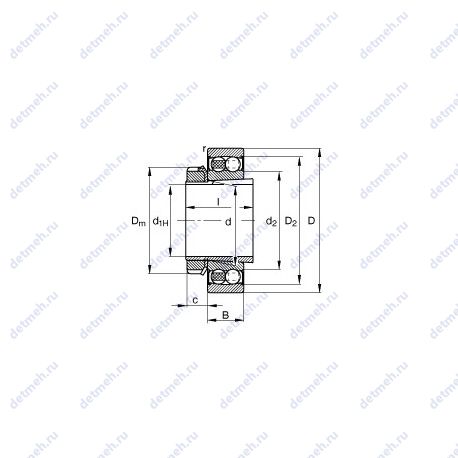 Подшипник 2205-K-2RS-TVH-C3 + H305 чертеж