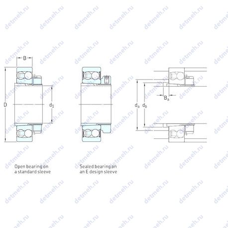 Подшипник 2207E-2RS1KTN9+H307E чертеж