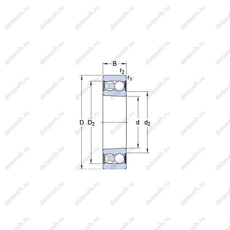 Подшипник 2306 E-2RS1KTN9 чертеж