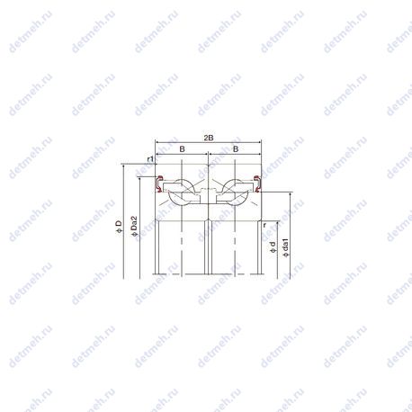 Подшипник 17TAB04DB-2LR чертеж