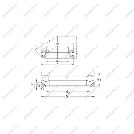 Подшипник 53412- MP+U412 чертеж