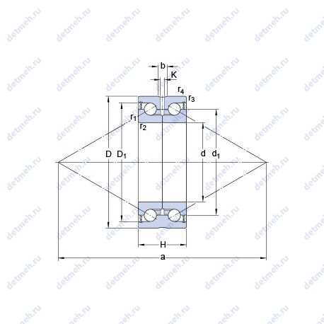 Подшипник BEAS 015045-2RS чертеж