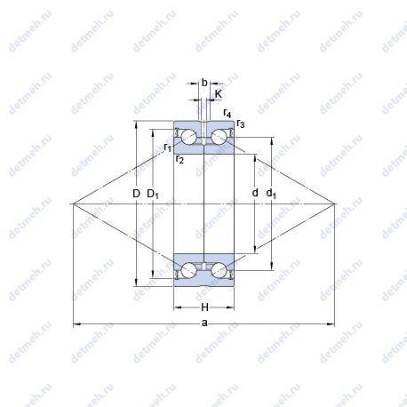 Подшипник BEAS 030062-2RS чертеж