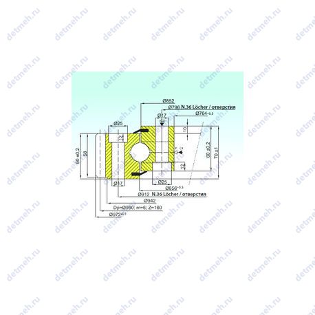 Подшипник EB1.25.0854.200-1SPPN чертеж