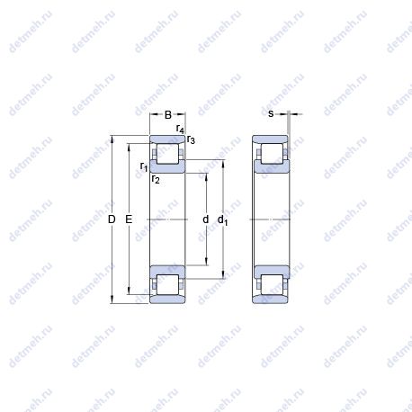 Подшипник N 206 ECM чертеж