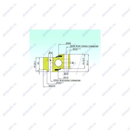 Подшипник NB1.22.0308.200-1PPN чертеж